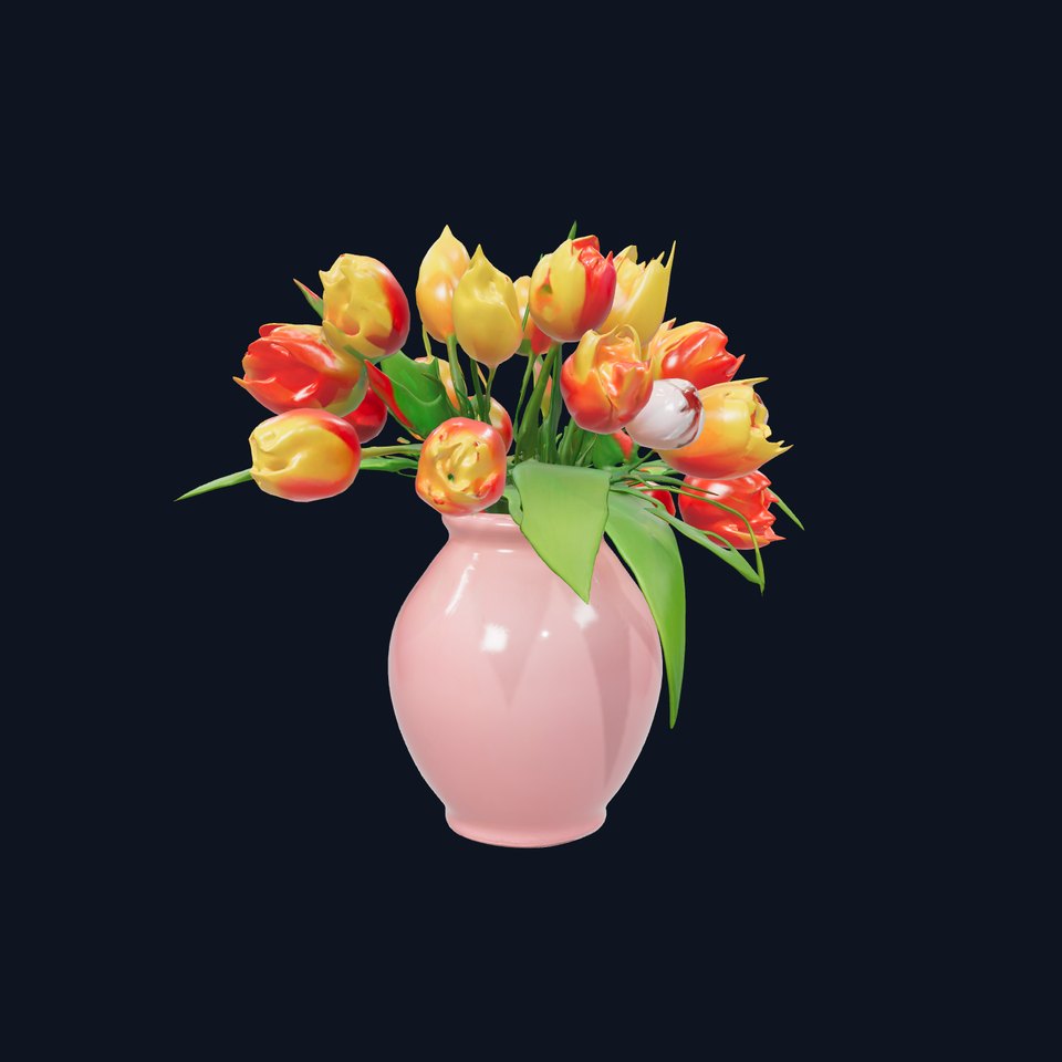 Realistic Tulip Bouquet in Vase Model Pack